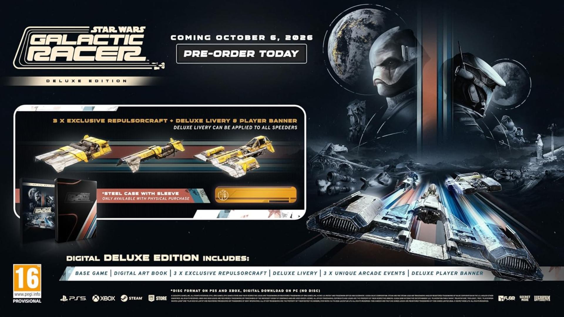 Star Wars Galactic Racer Deluxe Steelbook Edition Revealed for October 2026